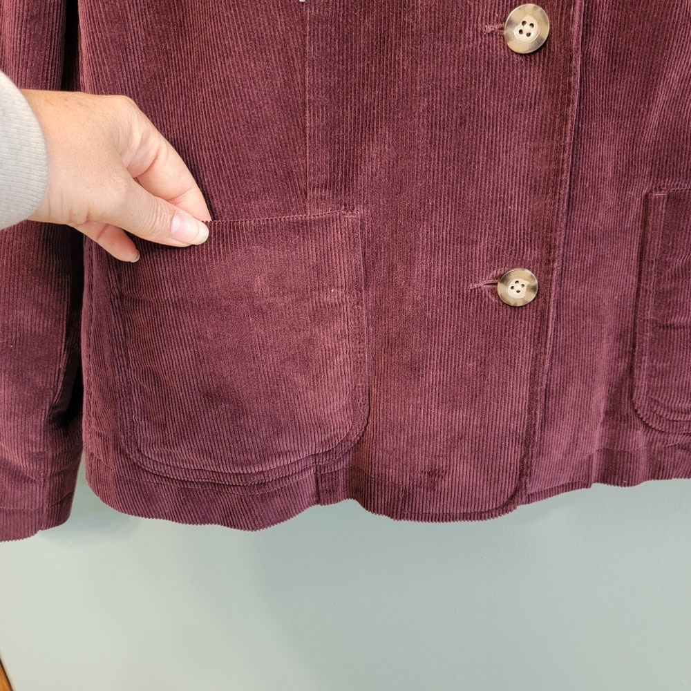 L.L. Bean Womens Deep Wine Size 18 Classic Corduroy Farmhouse Country Jacket‎ - Picture 6 of 12